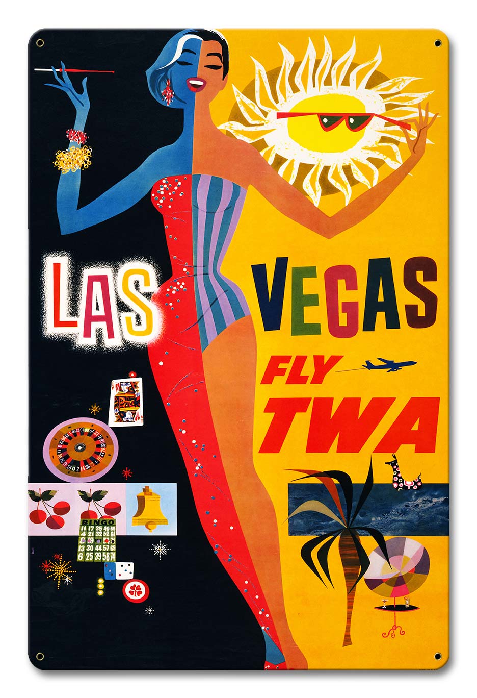 Las Vegas Fly TWA 12 X 18 vintage metal sign