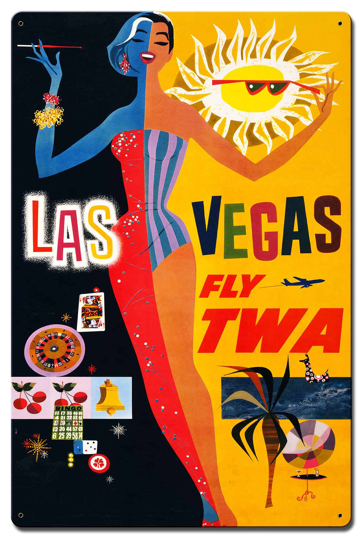 Las Vegas Fly TWA 16 X 24 vintage metal sign