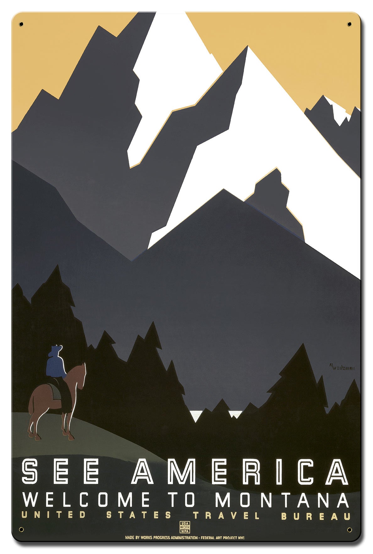 See America Welcome Montana 16 X 24 vintage metal sign
