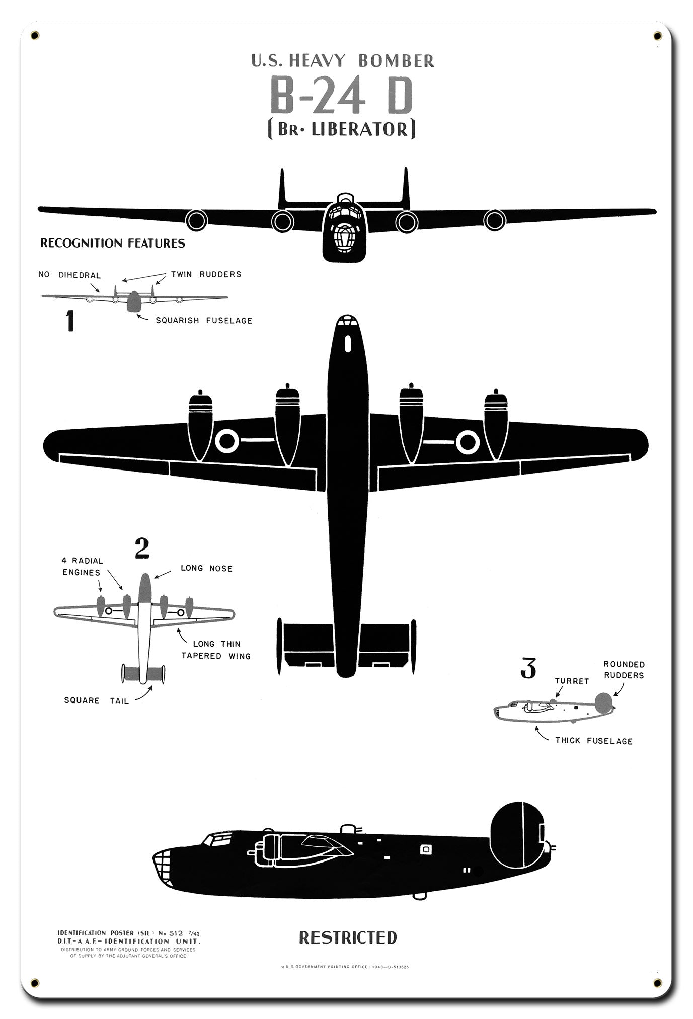US Heavy Bomber Metal Sign 24in X 36in