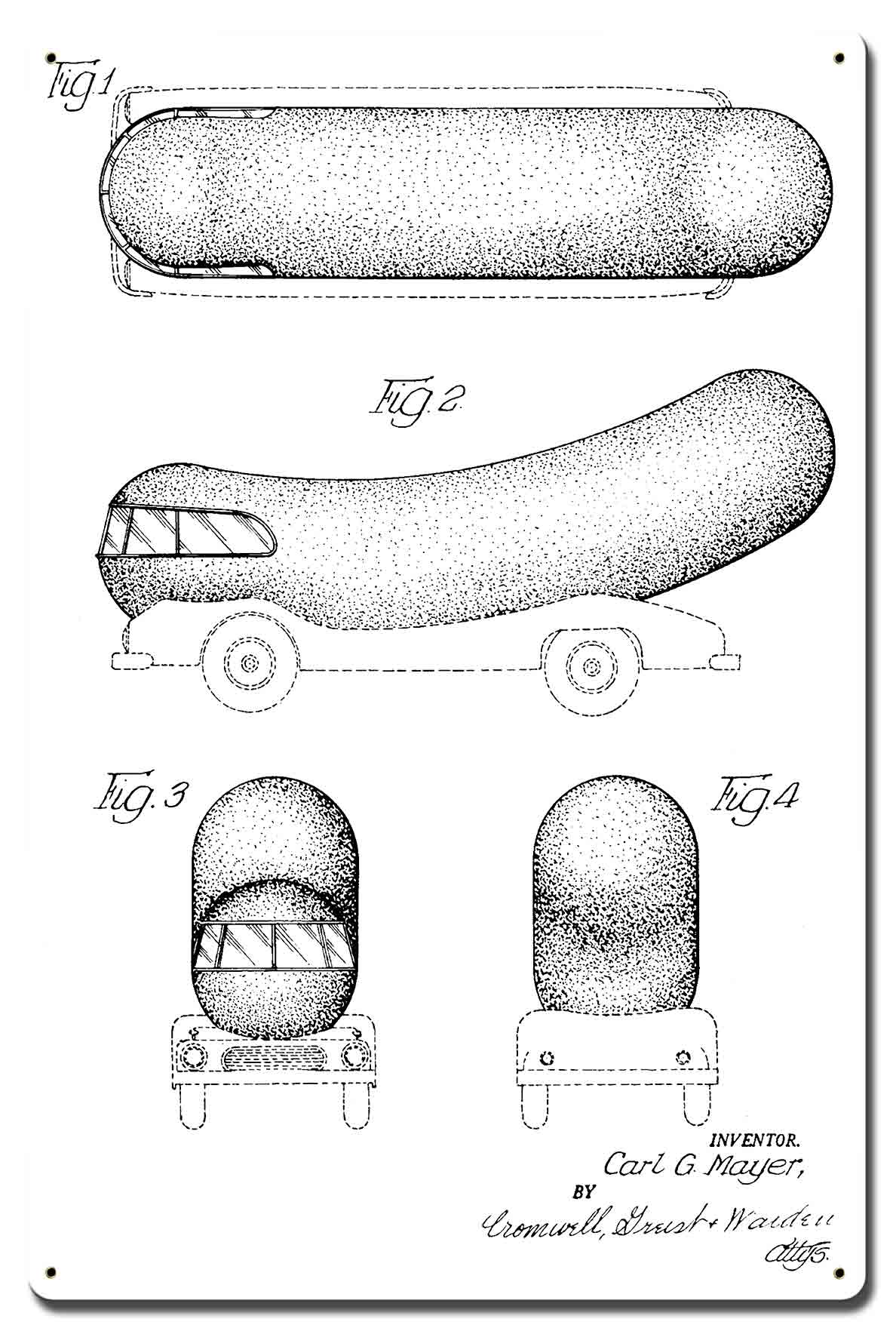 Weinermobile Patent Metal Sign 16in X 24in