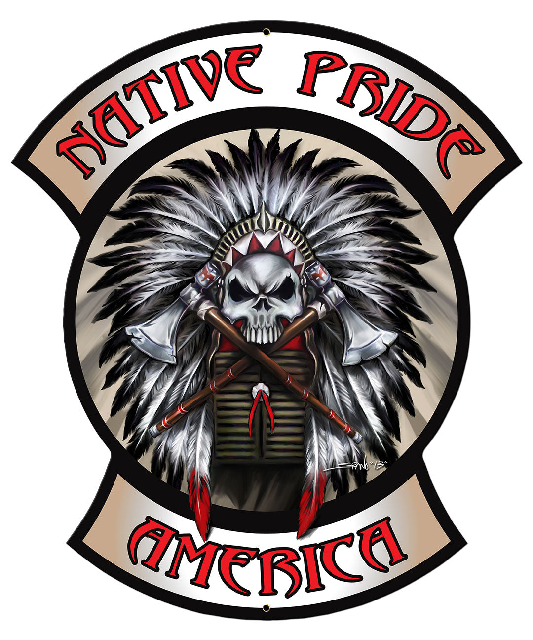 Native Pride Indian Skull Vintage Sign