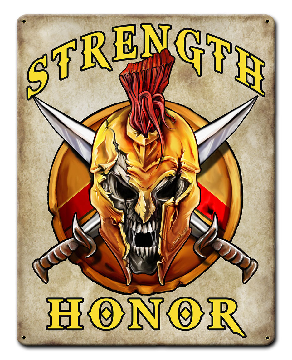 Spartan Skull Shield Vintage Sign
