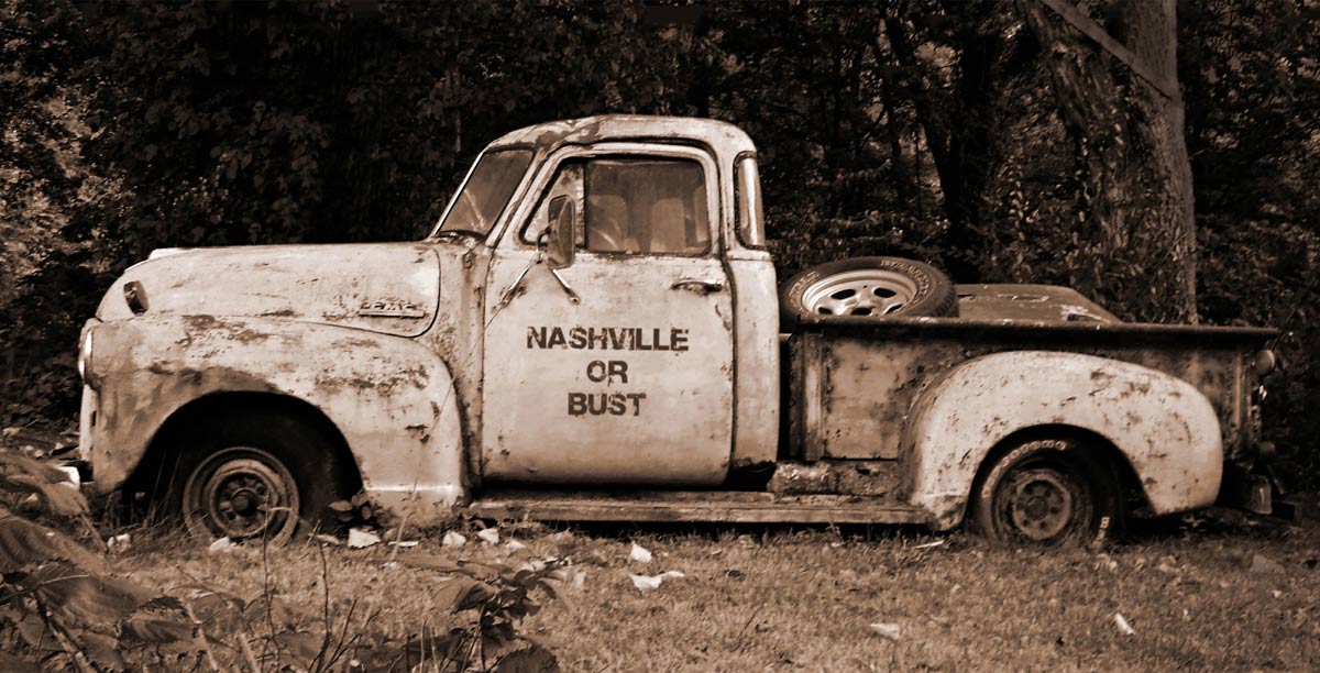 AIF197 - 24x12 Truck Nashville or Bust Sepia