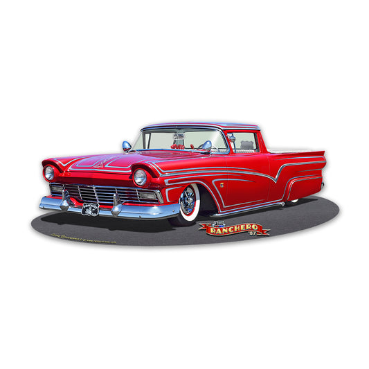 LGC360 - 1957 FORD RANCHERO KUSTOM Metal Sign 22X9 by artist Larry Grossman