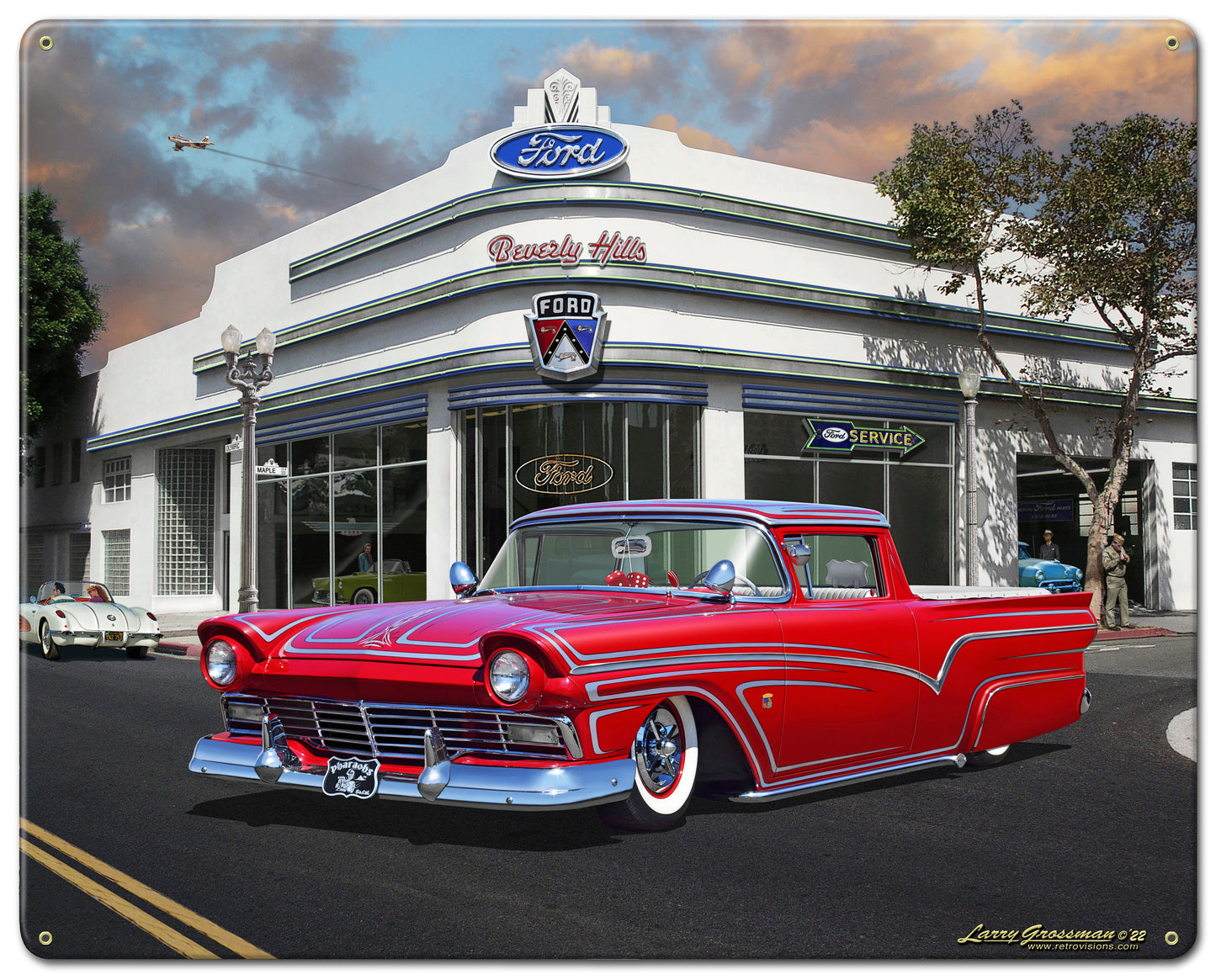 LGC385 - 1957 Ford Ranchero Kustom Dealer Metal Sign 12X15 by artist Larry Grossman