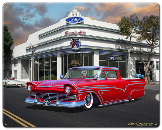 LGC385 - 1957 Ford Ranchero Kustom Dealer Metal Sign 12X15 by artist Larry Grossman