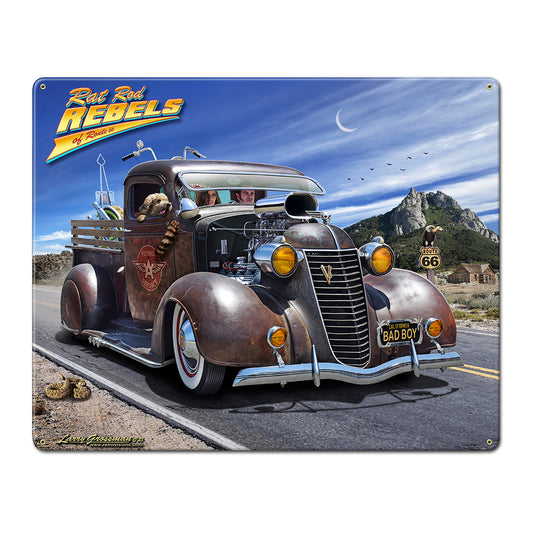 LGC810 - Rat Rod Rebels Route 66 AVAILABLE IN TWO SIZES by artist Larry Grossman