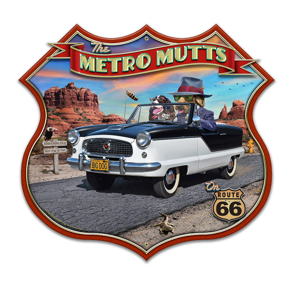 LGC819 - The Metro Mutt Cut Out Shield  AVAILABLE IN TWO SIZES by artist Larry Grossman