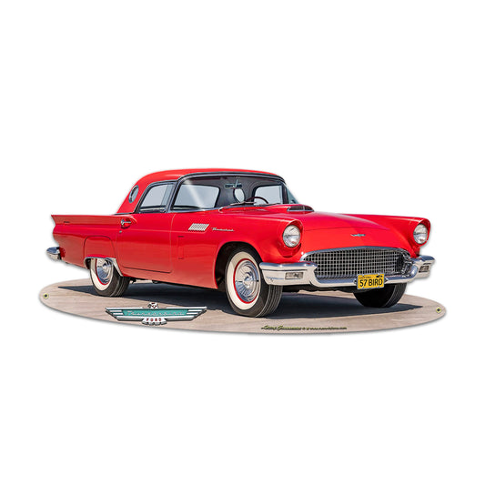 LGC822 - 1957 Red Thunderbird Metal Laser Cut Out available in two sizes by artist Larry Grossman