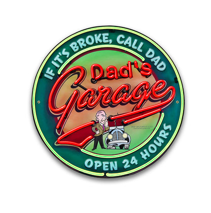 LGC823 - Dad's Garage vintage metal sign availabe in three different sizes by artist Larry Grossman