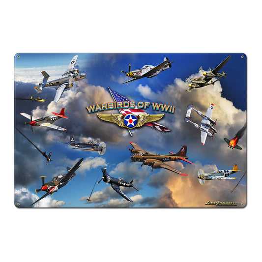 LGC842 - Warbirds of WWII Metal Sign 36x24 by artist Larry Grossman