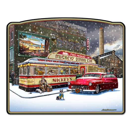 Mickey's Dining Car Winter- Available in 2 sizes by artist Larry Grossman LGC844