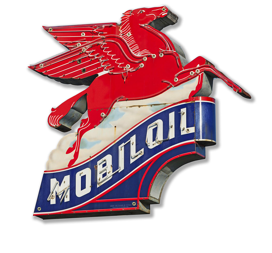 LGC850 Mobil Oil Horse - By Larry Grossman Metal Sign - 3 Sizes Available