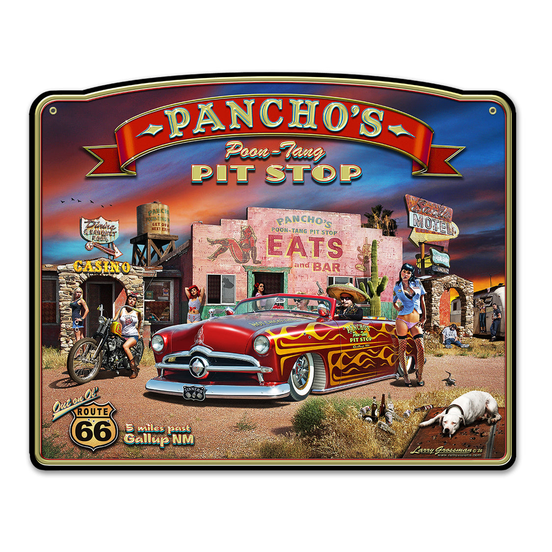 Pancho's Poon-Tang Pit Stop by Larry Grossman AVAILABLE in 2 Sizes  LGC865