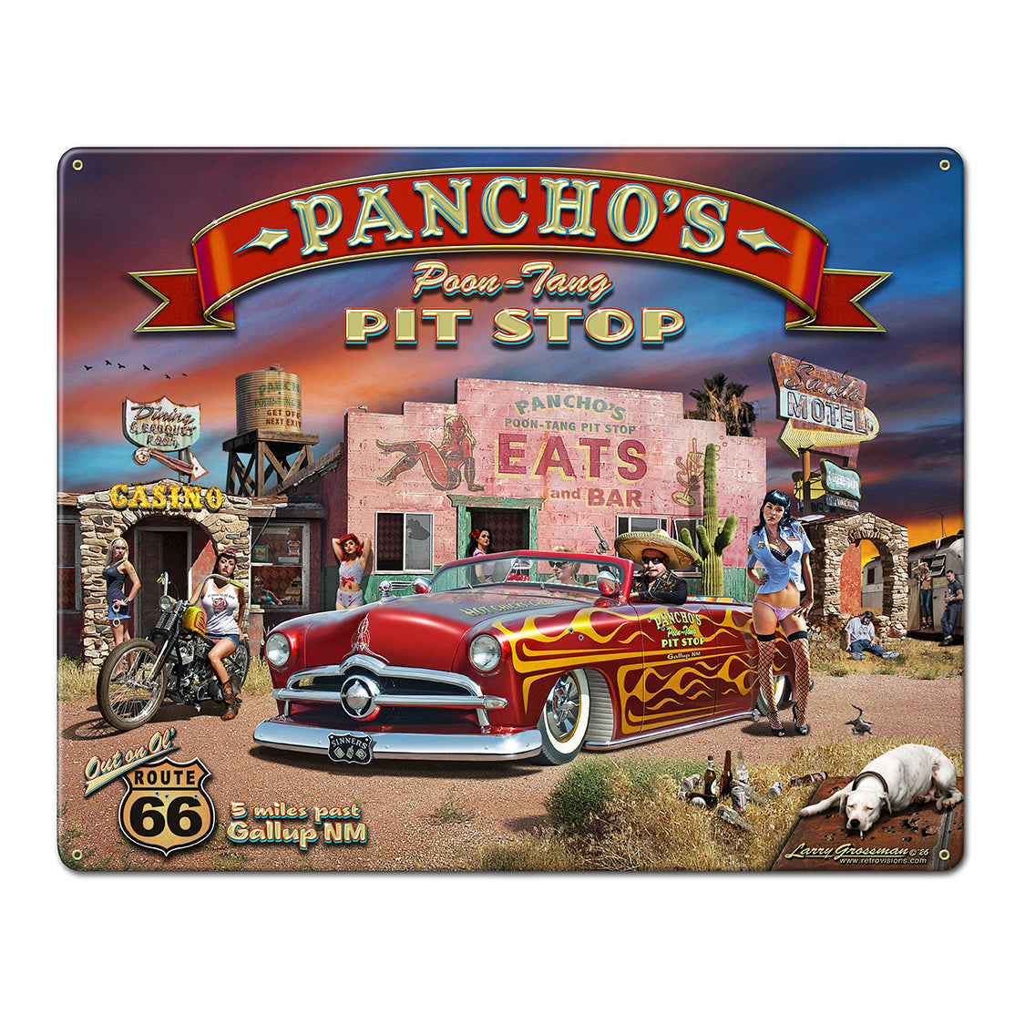 Pancho's Poon-Tang Pit Stop by Larry Grossman AVAILABLE in 2 Sizes  LGC866