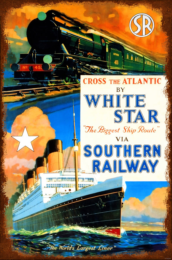 PTSB299 - White Star Ship Vintage Sign