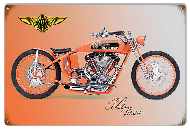 Custom Made Arlen Ness Signature Orange  Motorcycle Sign RG6753