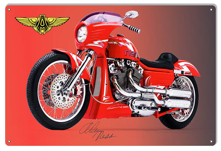 Custom Made Arlen Ness Red Ness Motorcycle Sign RG6765