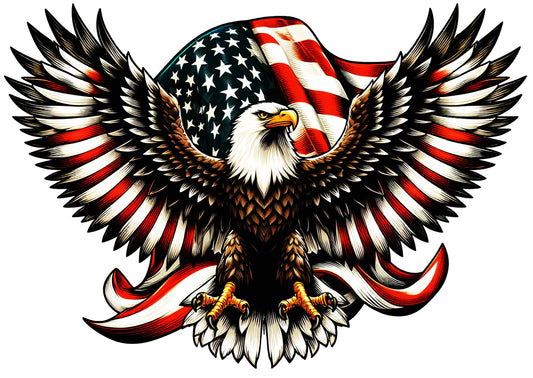 Eagle with spread wings and U.S. flag 25x17 Metal Sign - RVG5717S