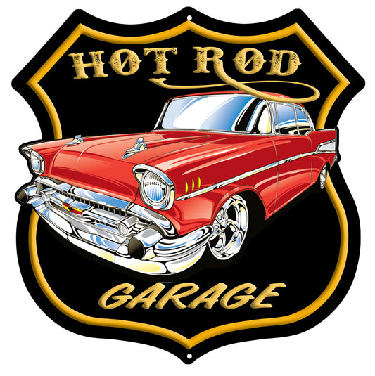 Hot Rod Garage 57 Chevy 16x16 Metal Sign - RVG5722S