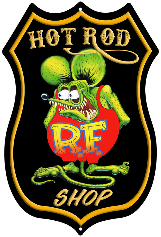 Rat Fink Hot Rod Shop 15x23 Metal Sign - RVG5724S