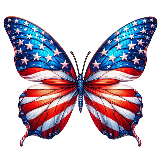 American Flag Butterfly - 18x18 Metal Sign - RVG5736S