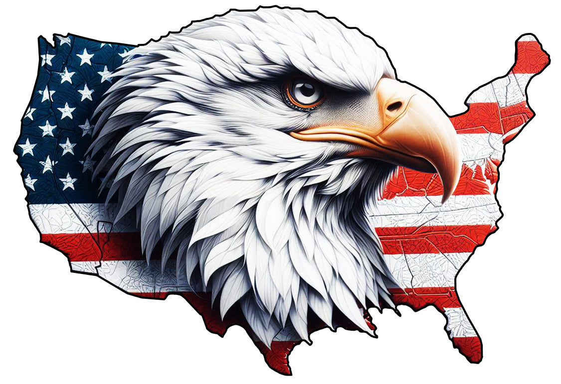 American Flag Eagle Head 23.75x34 Metal Sign - RVG5737S