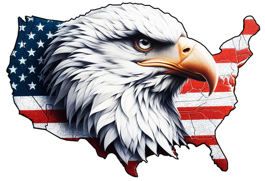 American Flag Eagle Head 23.75x34 Metal Sign - RVG5737S