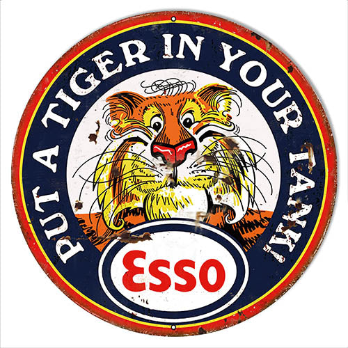Esso - Put a Tiger in Your Tank - 14" Round Metal Sign - RVG5747