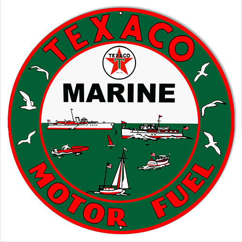 TEXACO Marine Motor Fuel - 14 Round Metal Sign - RVG5764