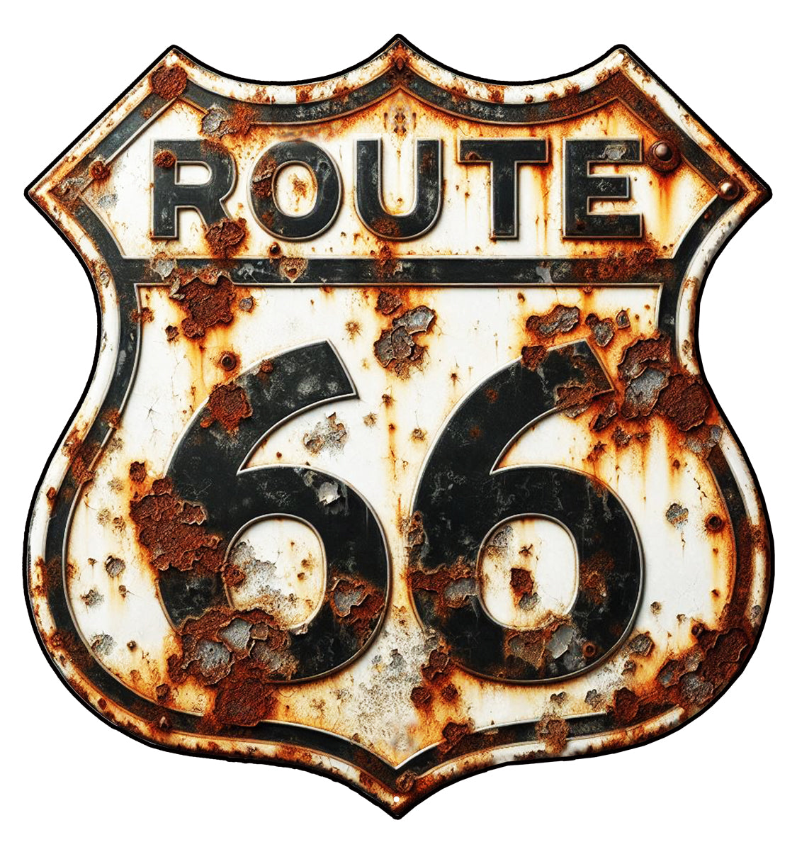 Route 66 Rusty - 34x36 Metal Sign - RVG5767S