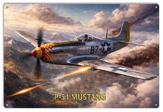 P-51 Mustang Metal Sign - Available in 2 Sizes - ITEM: RVG5775