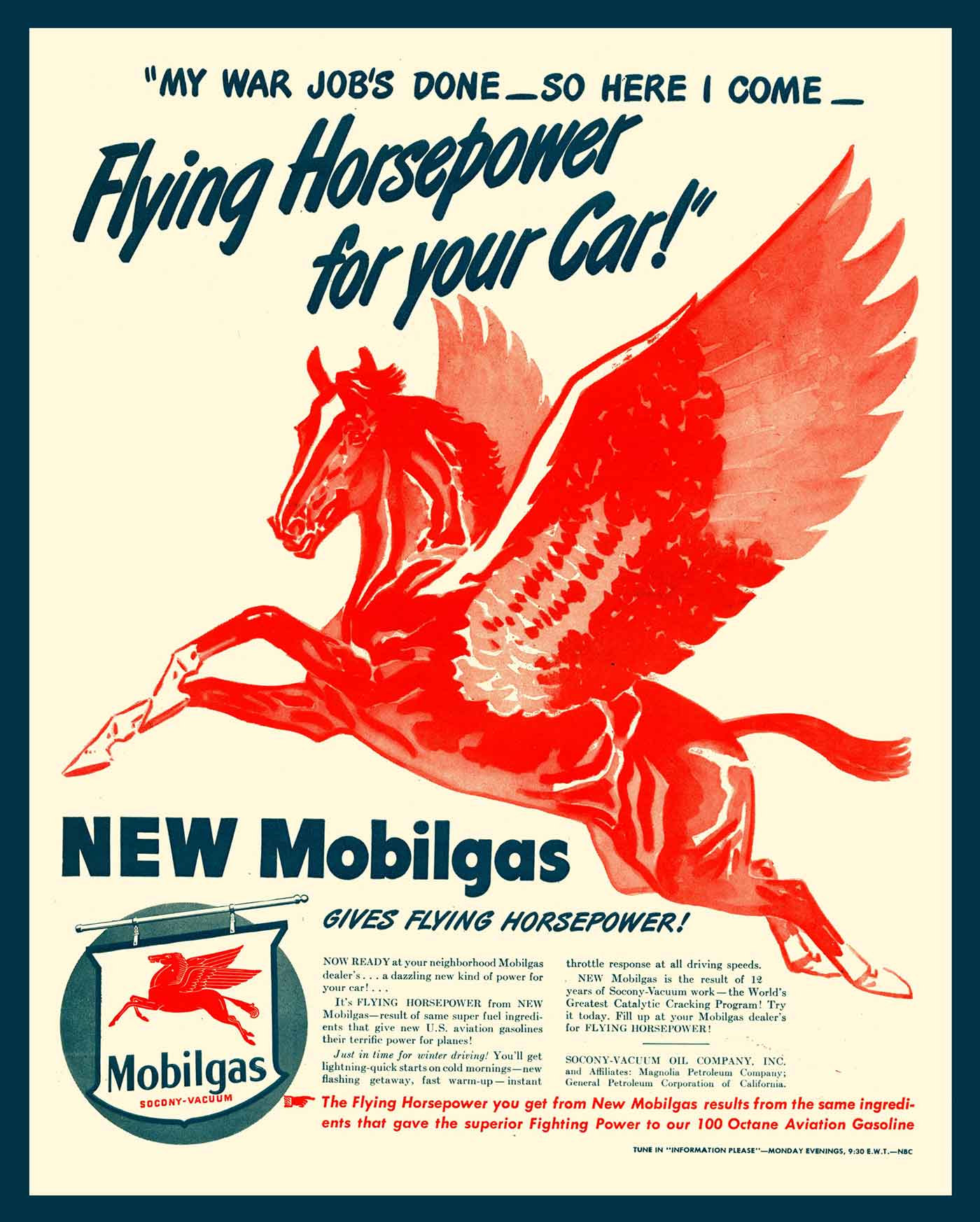 AMI457 - MOBIL GAS AD FLYING HORSEPOWER - PLASMA