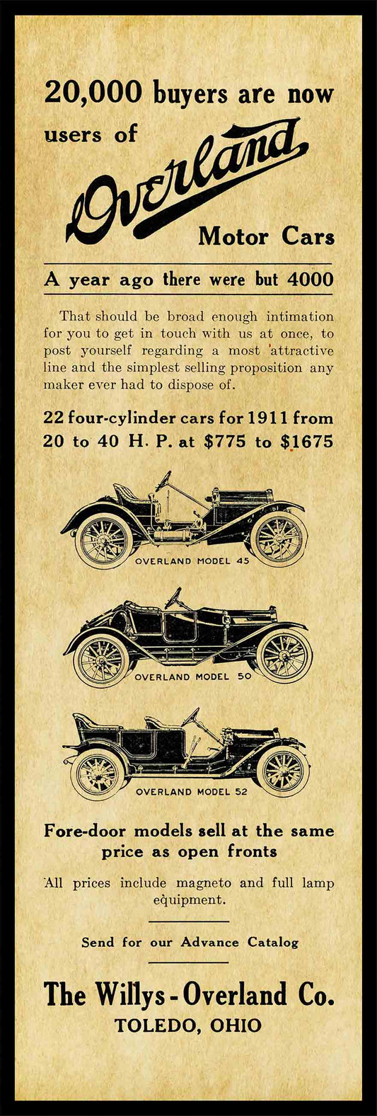 AMI954 - ADAM 1911 OVERLAND LONG - PLASMA