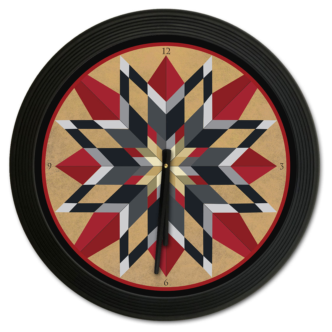 16 Point Star Red 18 X 18 Clock