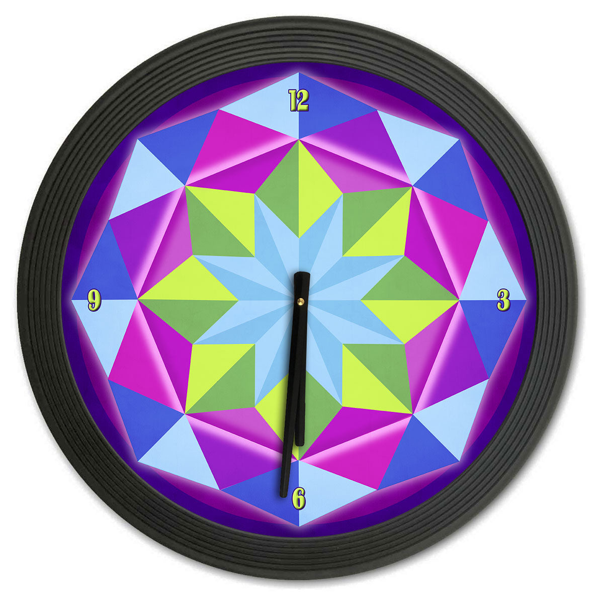 8 Point Quilt Magenta 18 x 18 Clock