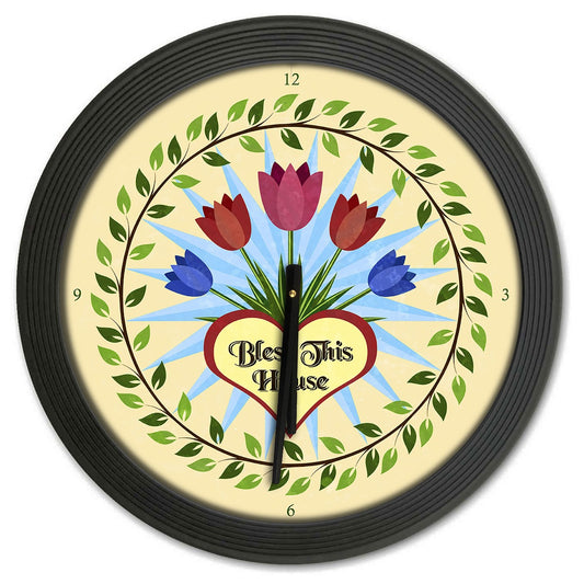 Tulips Hex Sign 18 x 18 Clock