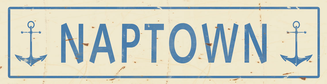 DEL159 - 5 X 20 VINTAGE SIGN - NAPTOWN ANCHORS - CREME/BLUE – Pasttime ...