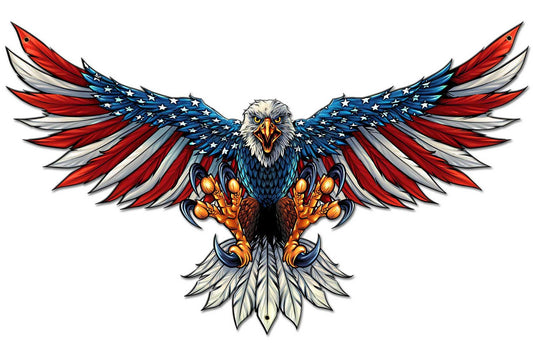 Eagle With US Flag Wing Spread Vintage Sign - PLASMA