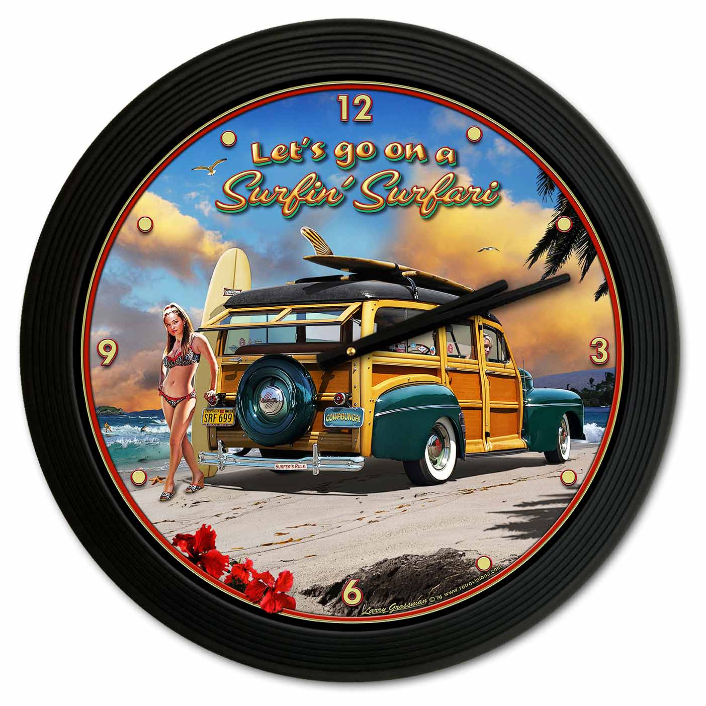 Surfin' Safari 18 X 18 Clock