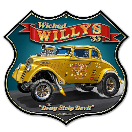 Wicked 1933 Willy's Shield 18 x 17 Custom Shape