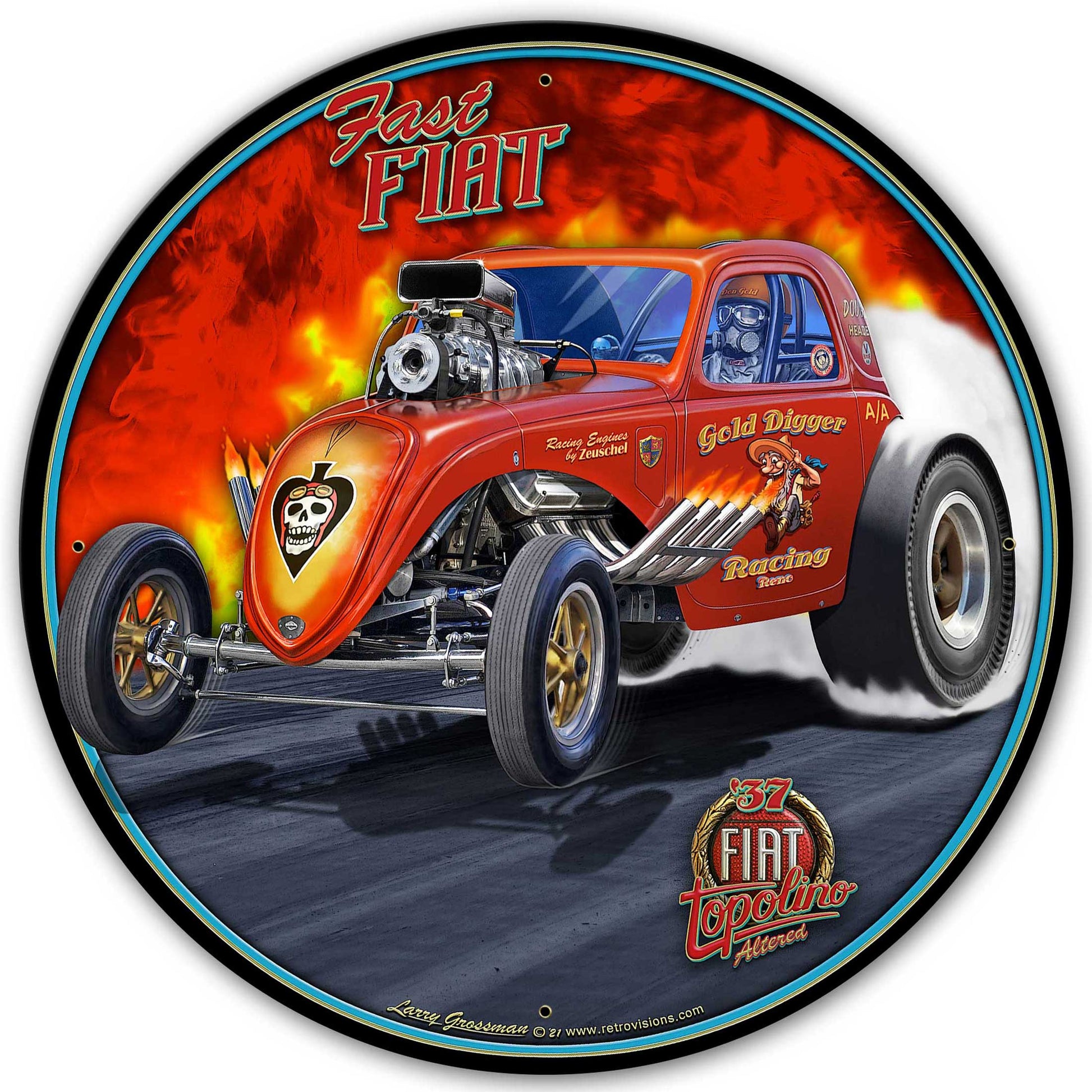 1937 FIAT DRAG CAR 16 x 10 Custom Shape