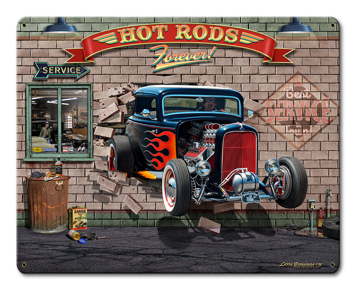 Hot Rods Forever 30 X 24 vintage metal sign