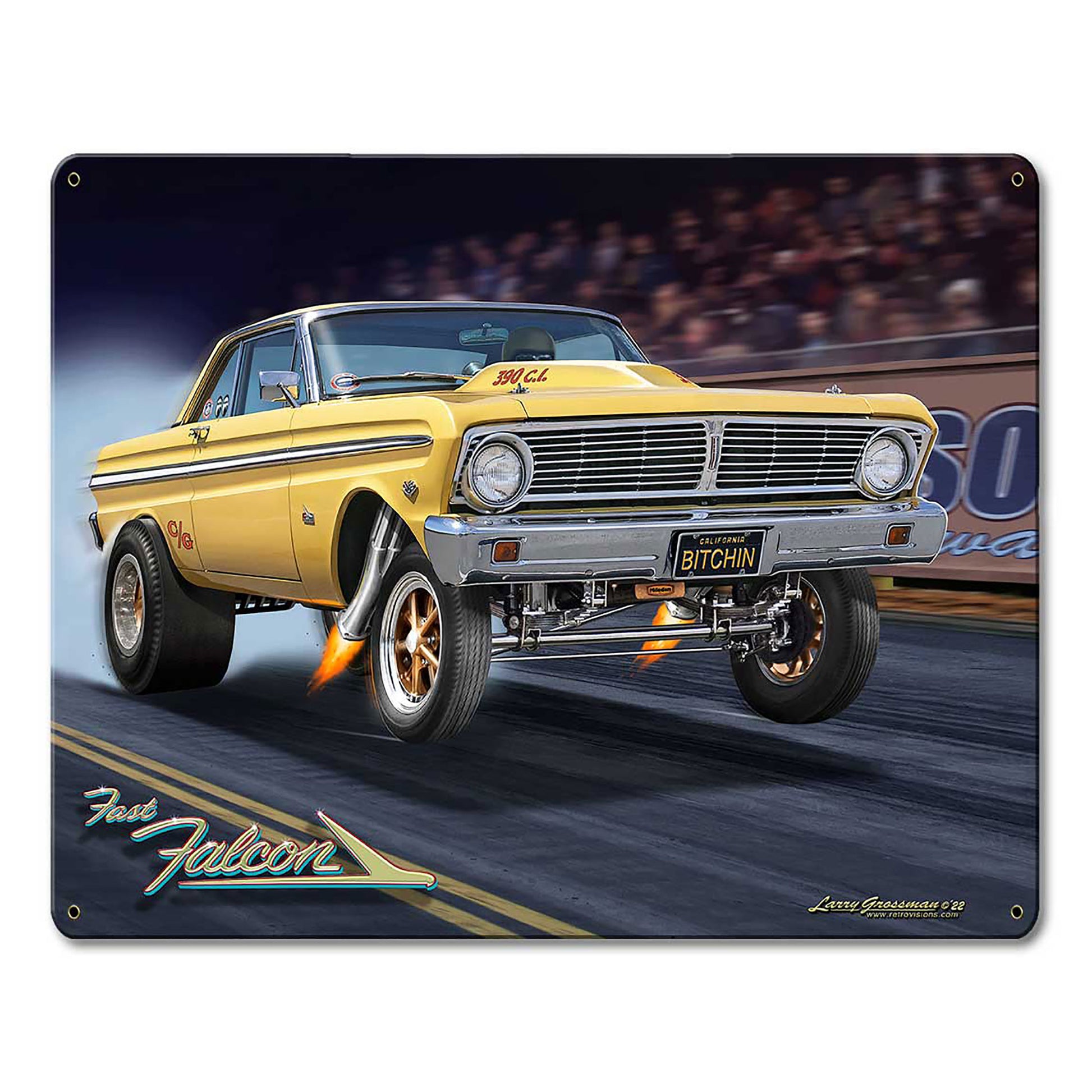 65 Falcon Gasser 30 X 24 vintage metal sign