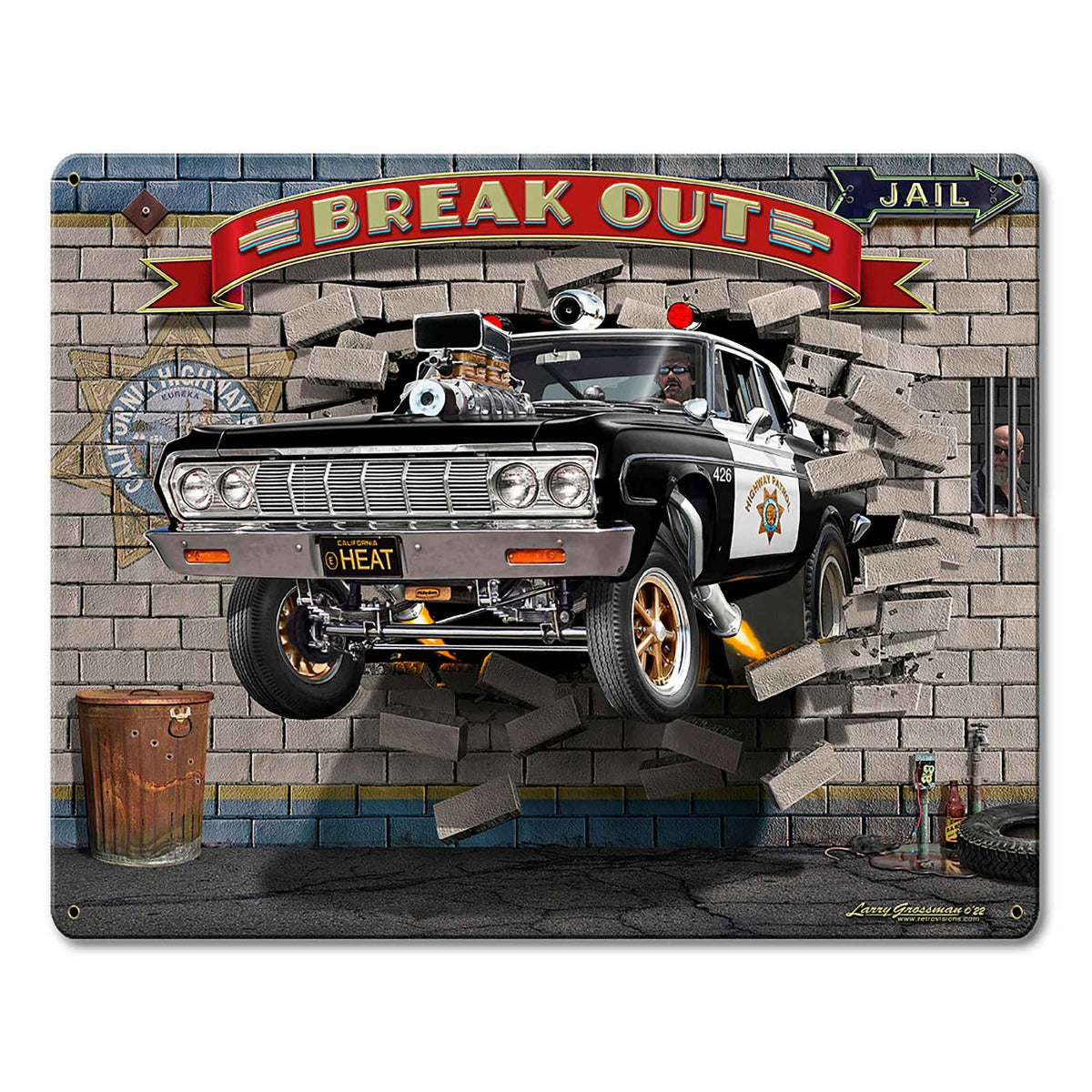 Break On Thru 1955 Chevy 30 X 24 vintage metal sign