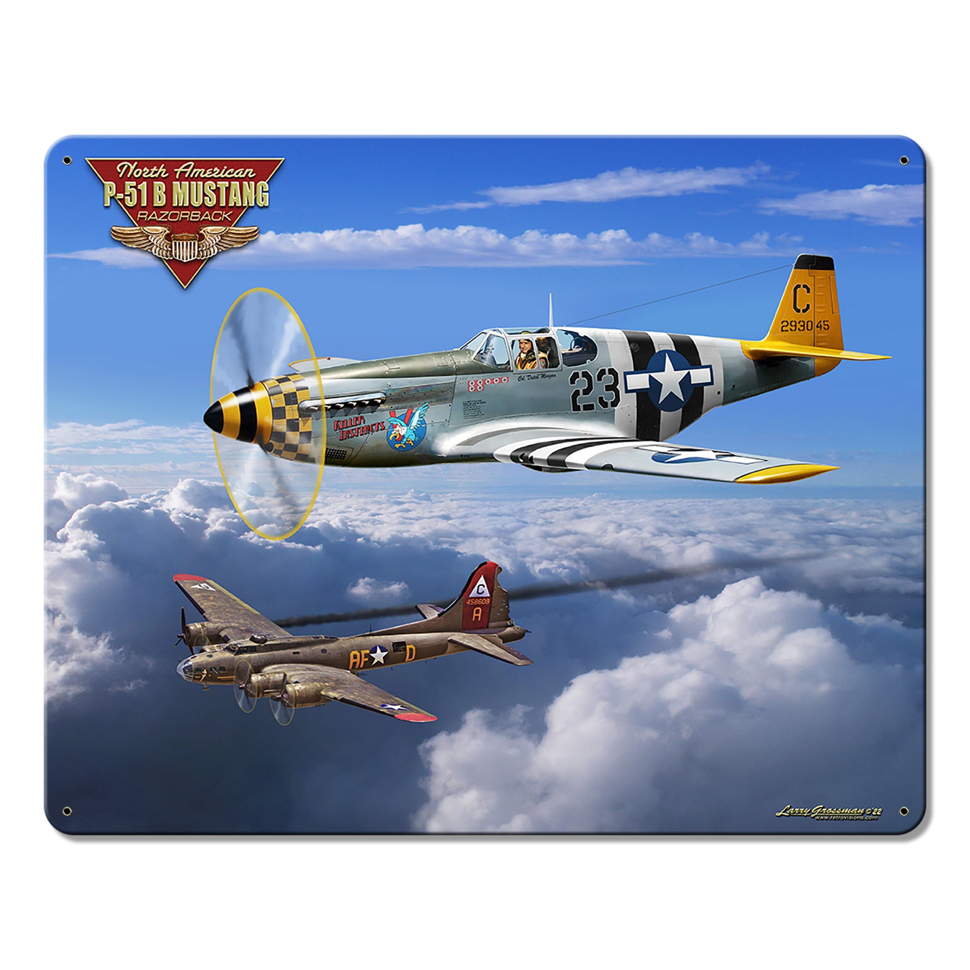 P-51B Mustang Metal Sign 30in X 24in 