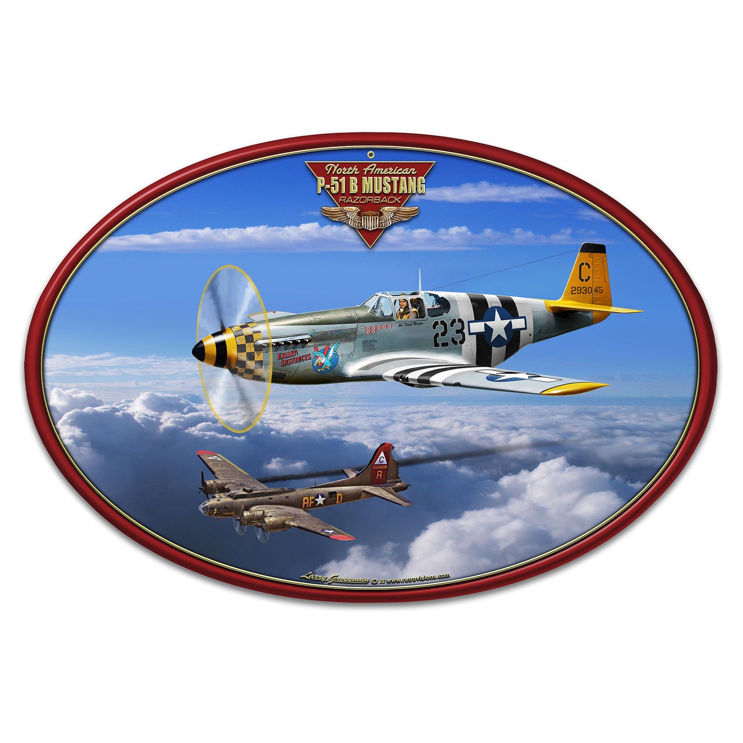 P-51B Mustang Metal Sign 18in X 12in 