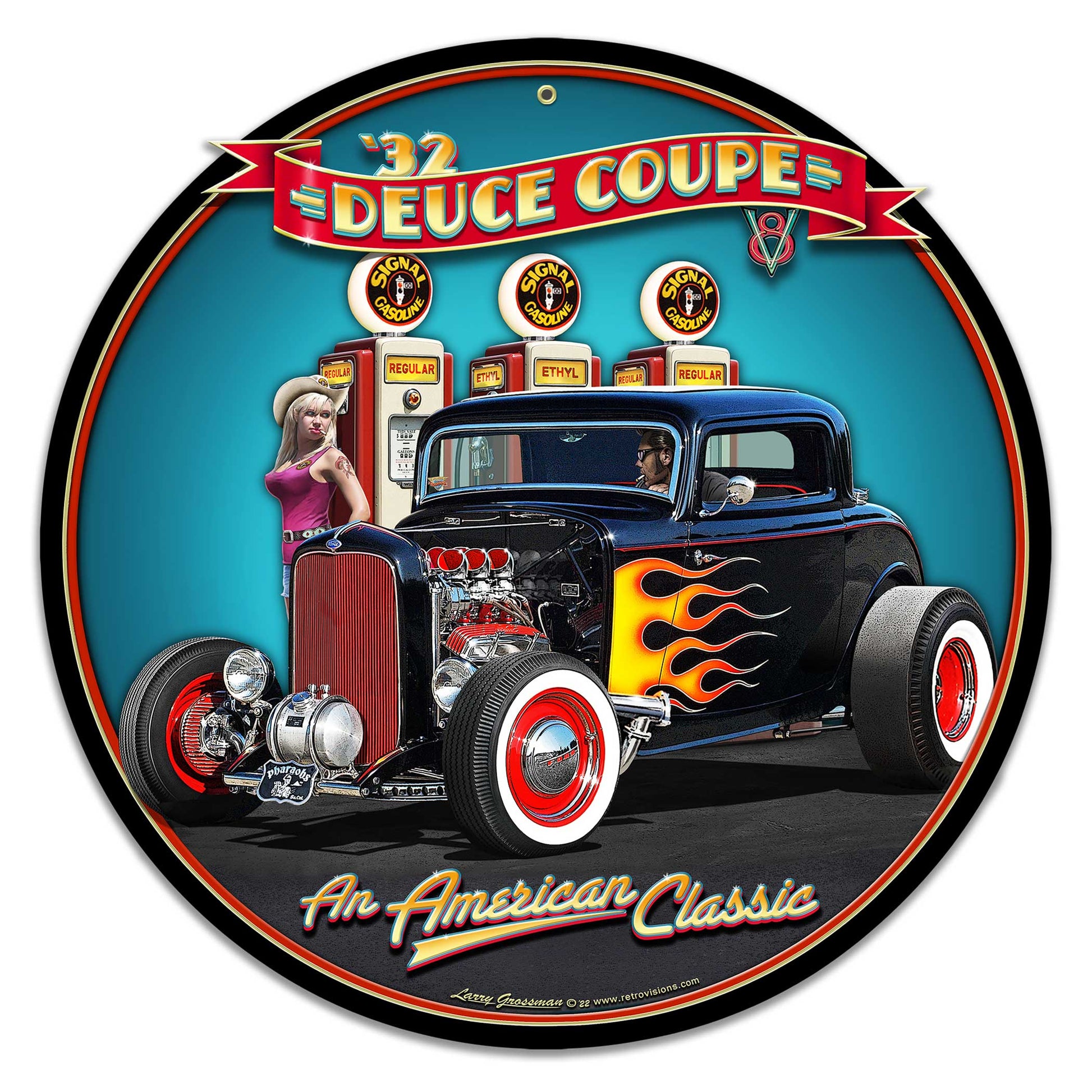 1932 Deuce Coupe Fill-up Metal Sign 22in X 22in 