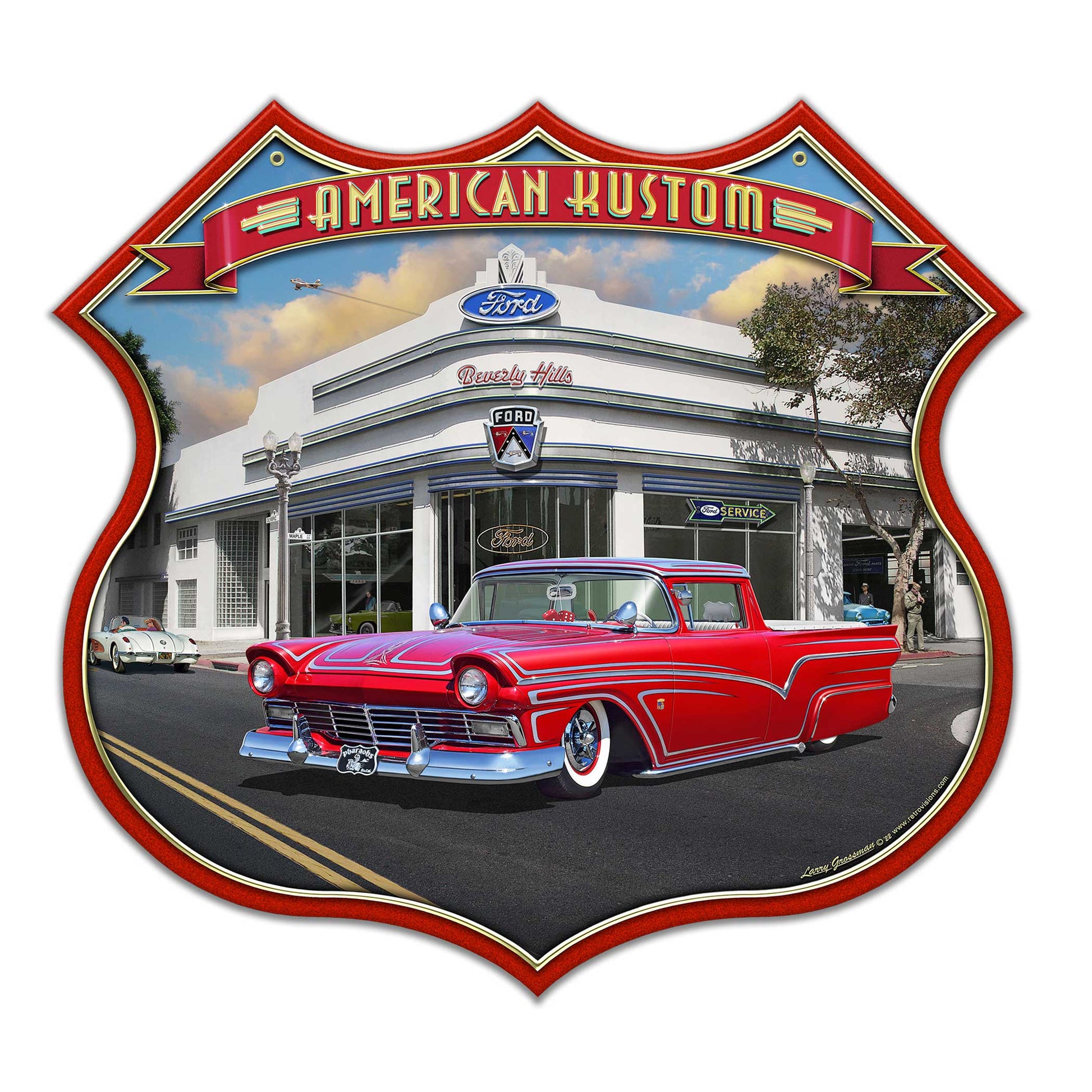 1956 FORD RANCHERO KUSTOM SHIELD Metal Sign 22in X 20in 
